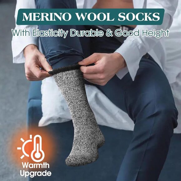 5 Pack Merino Wool Socks - Men's Winter Warm Thermal Hiking Socks for Camping an - Picture 4 of 6